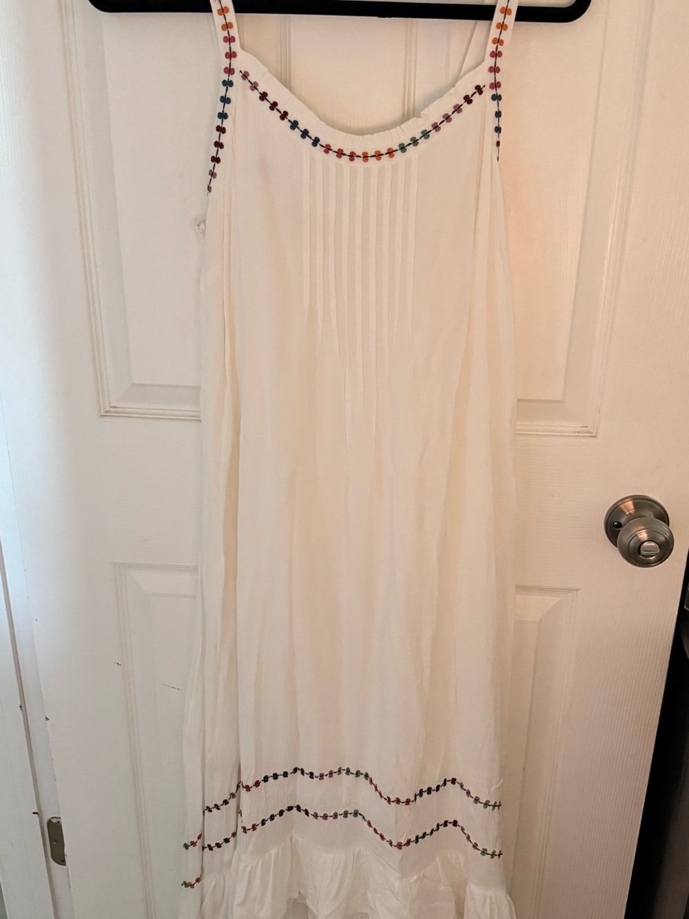 Matilda Jane White Maxi Dress with Multicolor Embroidered Trim